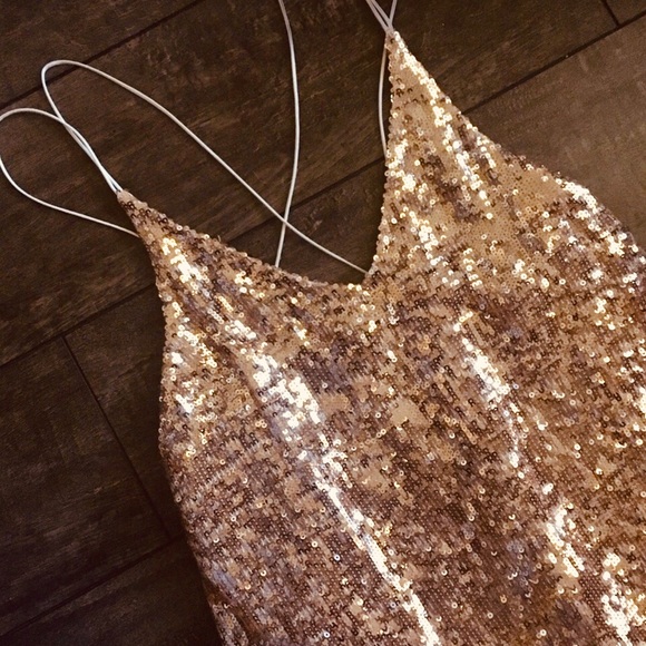 ⚡️HP⚡️Free People Rose Gold Sequin Dress - Picture 3 of 7